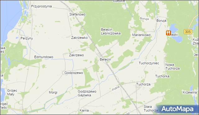 mapa Belęcin, Belęcin na mapie Targeo