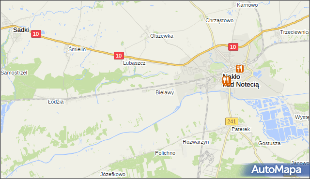 mapa Bielawy gmina Nakło nad Notecią, Bielawy gmina Nakło nad Notecią na mapie Targeo