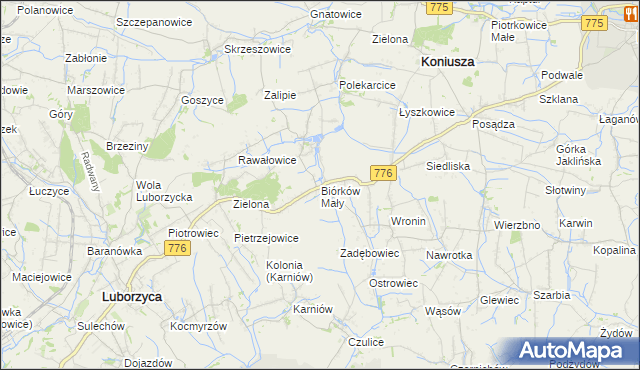 mapa Biórków Mały, Biórków Mały na mapie Targeo