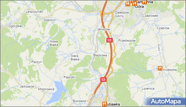 mapa Błażkowa gmina Lubawka, Błażkowa gmina Lubawka na mapie Targeo