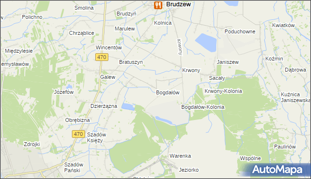 mapa Bogdałów, Bogdałów na mapie Targeo