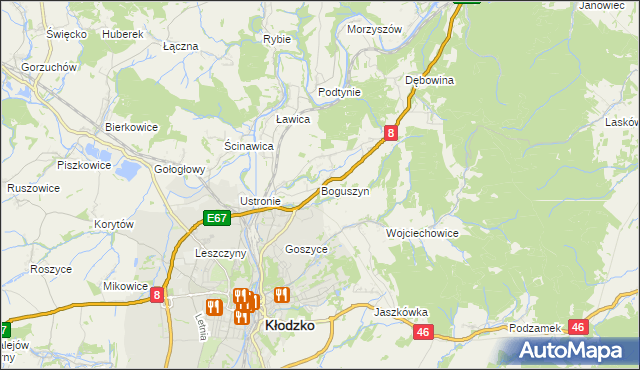 mapa Boguszyn gmina Kłodzko, Boguszyn gmina Kłodzko na mapie Targeo