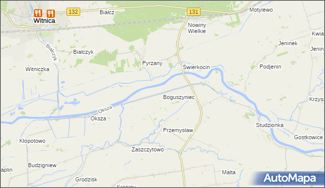 mapa Boguszyniec gmina Witnica, Boguszyniec gmina Witnica na mapie Targeo