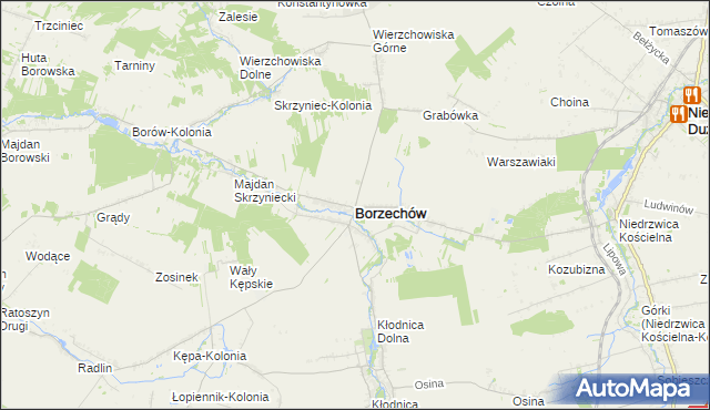 mapa Borzechów, Borzechów na mapie Targeo