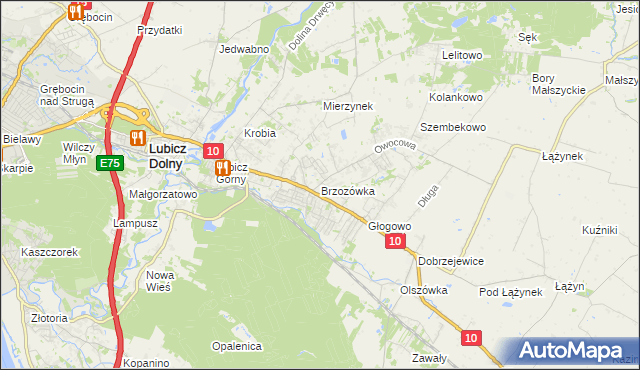 mapa Brzozówka gmina Obrowo, Brzozówka gmina Obrowo na mapie Targeo