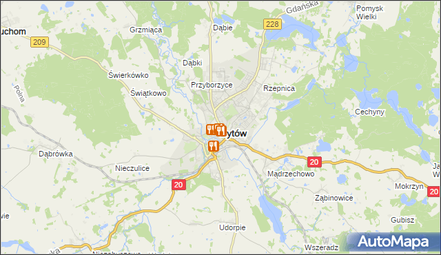 mapa Bytów, Bytów na mapie Targeo