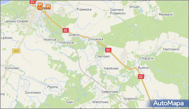 mapa Charnowo gmina Ustka, Charnowo gmina Ustka na mapie Targeo