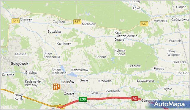 mapa Chobot gmina Halinów, Chobot gmina Halinów na mapie Targeo