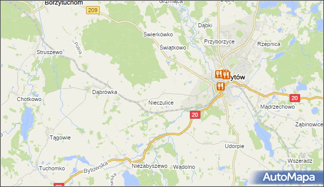 mapa Chomice gmina Bytów, Chomice gmina Bytów na mapie Targeo