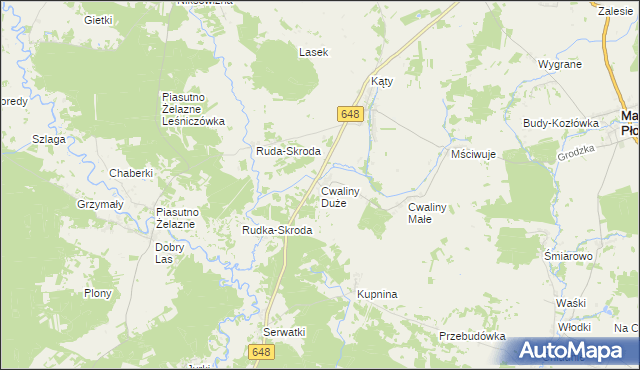 mapa Cwaliny Duże, Cwaliny Duże na mapie Targeo