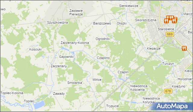mapa Czaplino gmina Choroszcz, Czaplino gmina Choroszcz na mapie Targeo