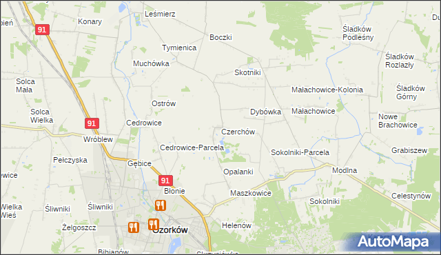 mapa Czerchów, Czerchów na mapie Targeo