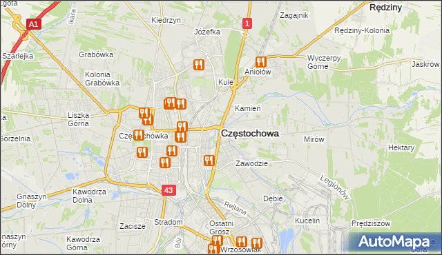 mapa Częstochowy, Częstochowa na mapie Targeo