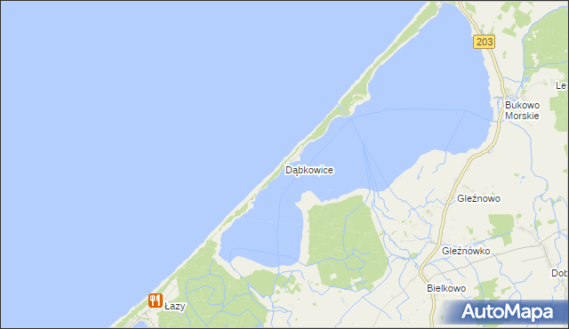 mapa Dąbkowice gmina Darłowo, Dąbkowice gmina Darłowo na mapie Targeo