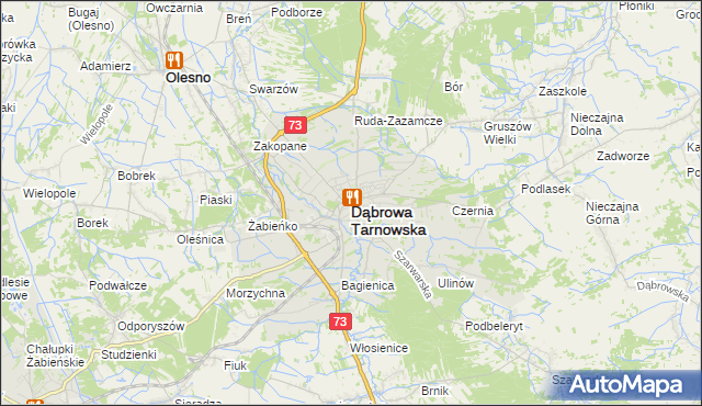 mapa Dąbrowa Tarnowska, Dąbrowa Tarnowska na mapie Targeo