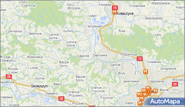 mapa Dąbrówka gmina Brzyska, Dąbrówka gmina Brzyska na mapie Targeo