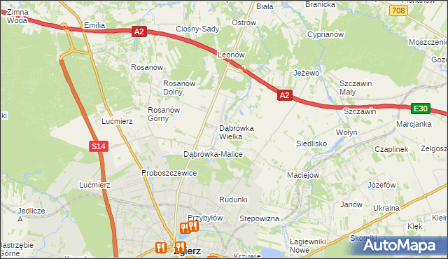 mapa Dąbrówka-Strumiany, Dąbrówka-Strumiany na mapie Targeo