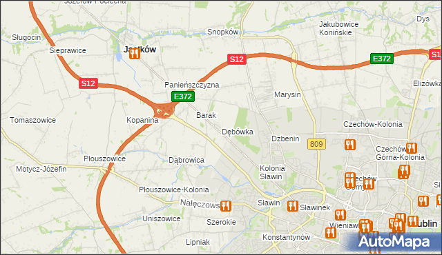 mapa Dębówka gmina Jastków, Dębówka gmina Jastków na mapie Targeo