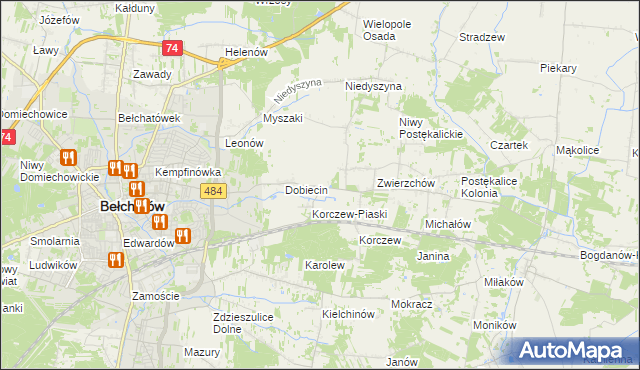 mapa Dobiecin Osada, Dobiecin Osada na mapie Targeo