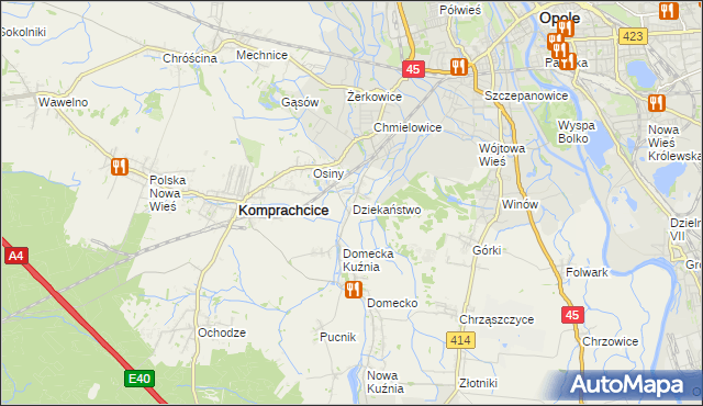 mapa Dziekaństwo, Dziekaństwo na mapie Targeo