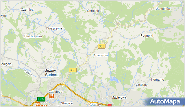 mapa Dziwiszów, Dziwiszów na mapie Targeo