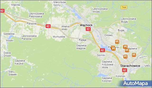 mapa Gajówka Węglów, Gajówka Węglów na mapie Targeo