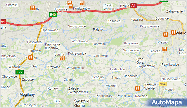 mapa Golkowice, Golkowice na mapie Targeo