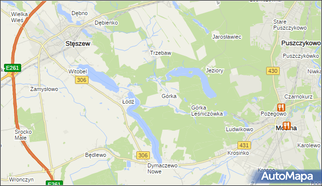 mapa Górka gmina Stęszew, Górka gmina Stęszew na mapie Targeo