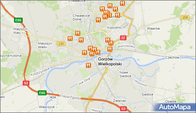 mapa Gorzów Wielkopolski, Gorzów Wielkopolski na mapie Targeo