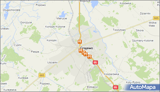 mapa Grajewo, Grajewo na mapie Targeo