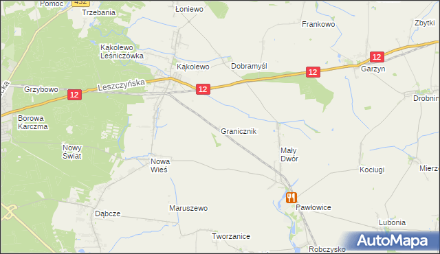 mapa Granicznik gmina Krzemieniewo, Granicznik gmina Krzemieniewo na mapie Targeo