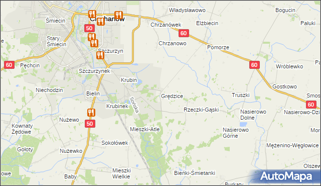 mapa Grędzice gmina Ciechanów, Grędzice gmina Ciechanów na mapie Targeo