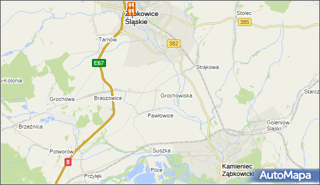 mapa Grochowiska gmina Ząbkowice Śląskie, Grochowiska gmina Ząbkowice Śląskie na mapie Targeo