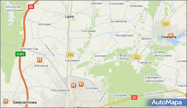 mapa Gronówko gmina Lipno, Gronówko gmina Lipno na mapie Targeo