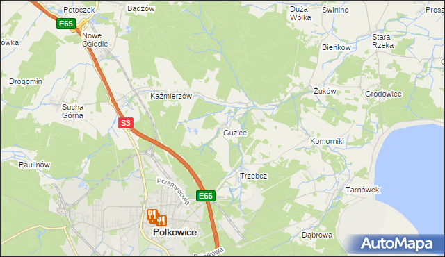 mapa Guzice, Guzice na mapie Targeo