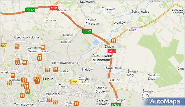 mapa Jakubowice Murowane, Jakubowice Murowane na mapie Targeo