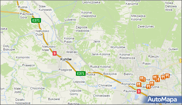 mapa Janik-Kolonia, Janik-Kolonia na mapie Targeo