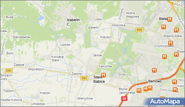 mapa Janów gmina Stare Babice, Janów gmina Stare Babice na mapie Targeo