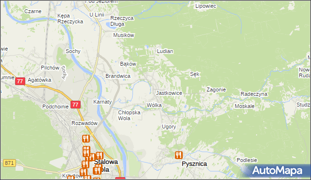 mapa Jastkowice, Jastkowice na mapie Targeo