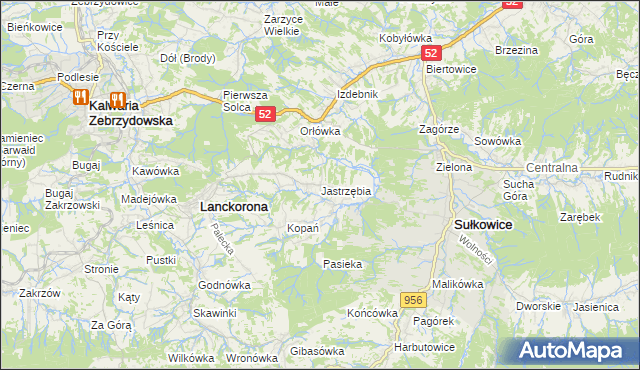 mapa Jastrzębia gmina Lanckorona, Jastrzębia gmina Lanckorona na mapie Targeo