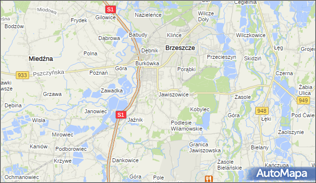 mapa Jawiszowice, Jawiszowice na mapie Targeo