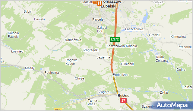 mapa Jeziernia, Jeziernia na mapie Targeo