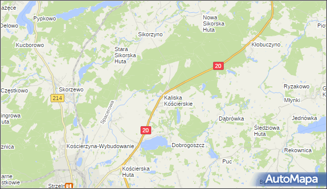 mapa Kaliska Kościerskie, Kaliska Kościerskie na mapie Targeo