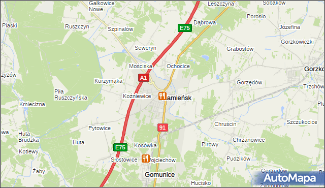 mapa Kamieńsk, Kamieńsk na mapie Targeo