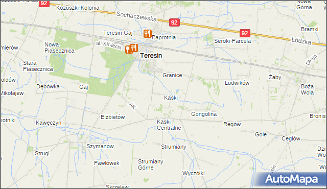 mapa Kaski gmina Baranów, Kaski gmina Baranów na mapie Targeo