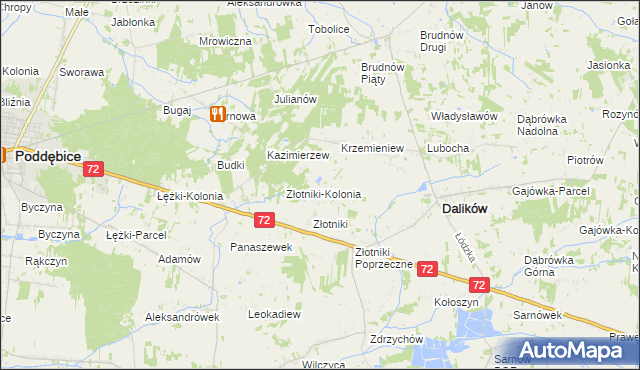 mapa Kazimierzów gmina Dalików, Kazimierzów gmina Dalików na mapie Targeo