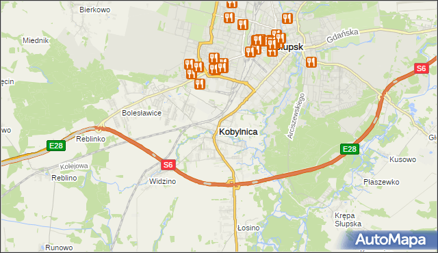 mapa Kobylnica powiat słupski, Kobylnica powiat słupski na mapie Targeo