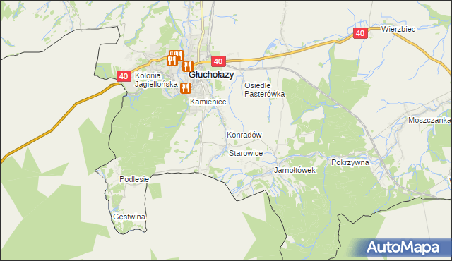 mapa Konradów gmina Głuchołazy, Konradów gmina Głuchołazy na mapie Targeo