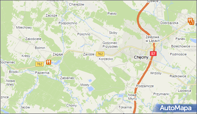 mapa Korzecko, Korzecko na mapie Targeo