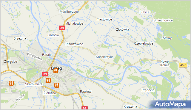 mapa Kościerzyce, Kościerzyce na mapie Targeo